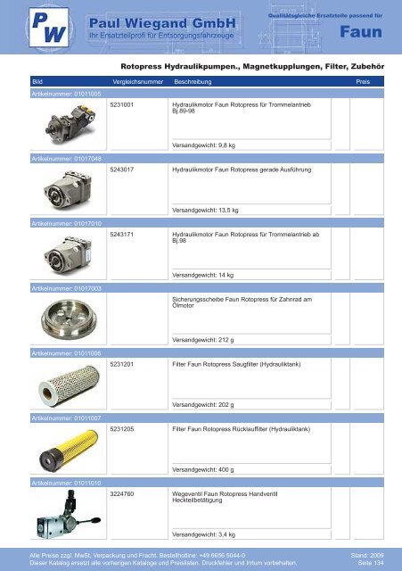 Katalog 2009 Faun - Paul Wiegand GmbH