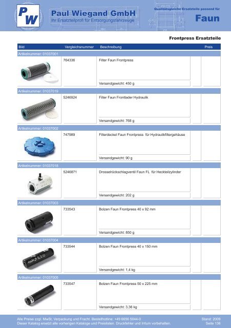 Katalog 2009 Faun - Paul Wiegand GmbH