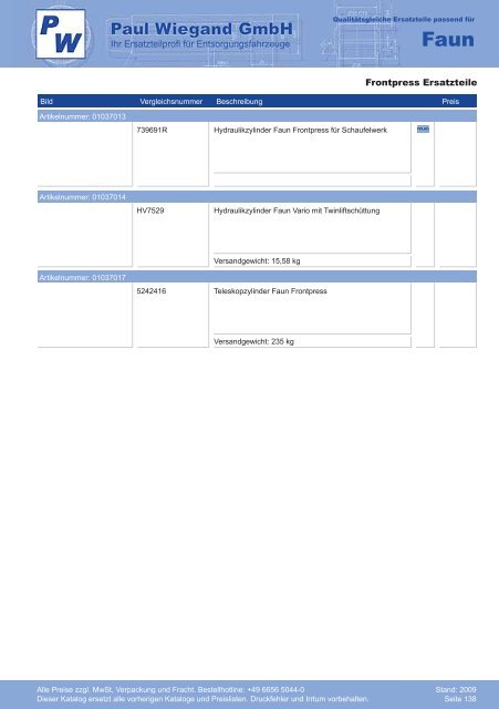 Katalog 2009 Faun - Paul Wiegand GmbH