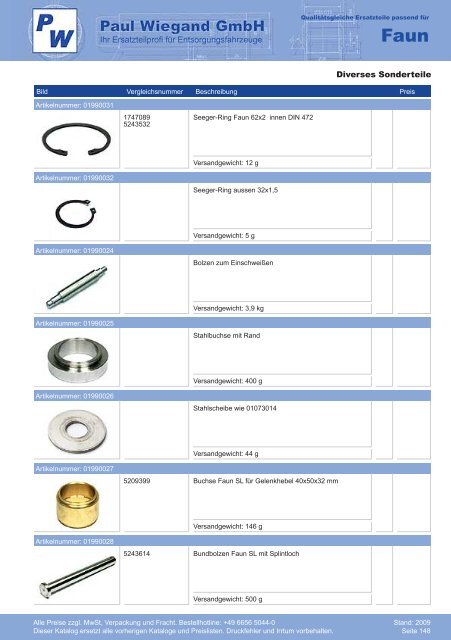 Katalog 2009 Faun - Paul Wiegand GmbH