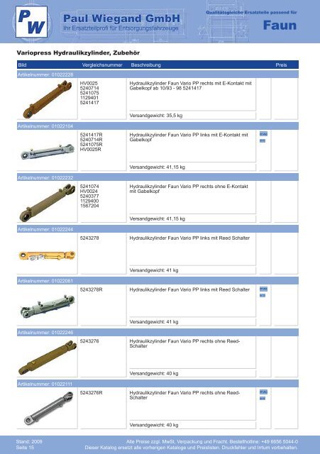 Katalog 2009 Faun - Paul Wiegand GmbH