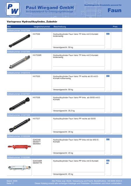 Katalog 2009 Faun - Paul Wiegand GmbH