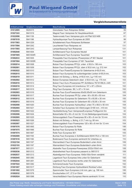 Katalog 2009 Faun - Paul Wiegand GmbH