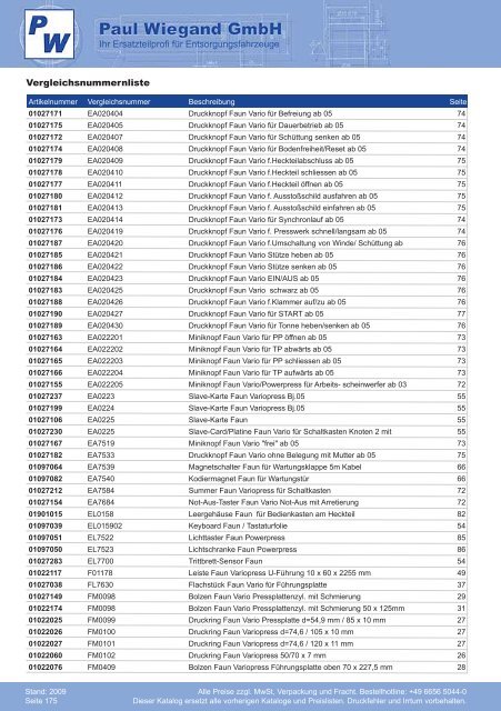 Katalog 2009 Faun - Paul Wiegand GmbH