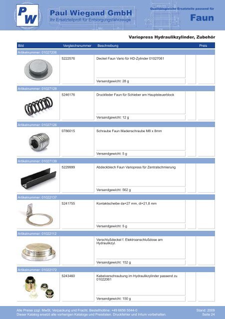 Katalog 2009 Faun - Paul Wiegand GmbH