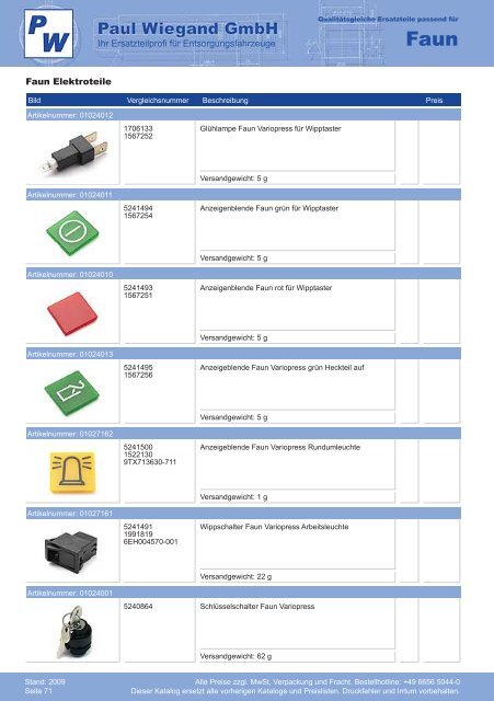 Katalog 2009 Faun - Paul Wiegand GmbH