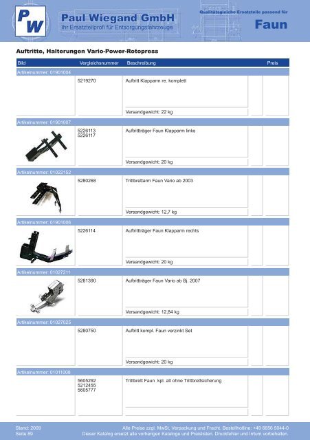 Katalog 2009 Faun - Paul Wiegand GmbH