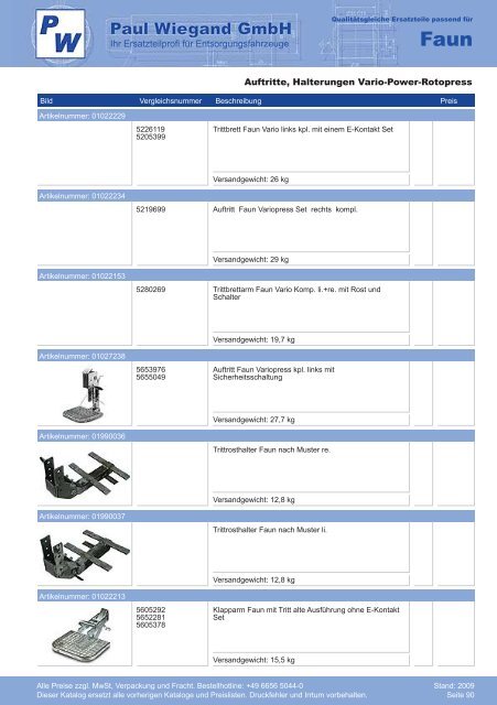 Katalog 2009 Faun - Paul Wiegand GmbH