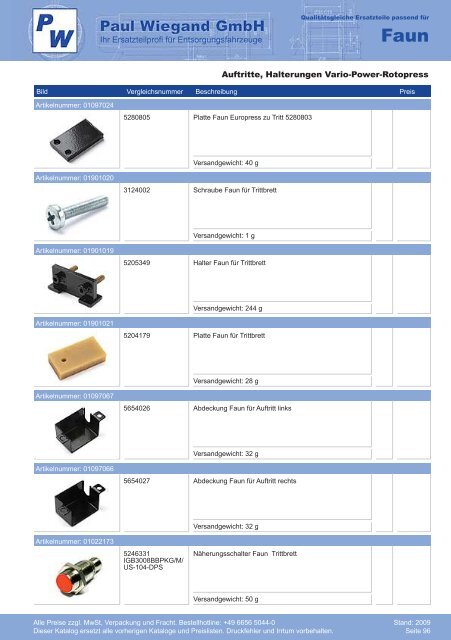 Katalog 2009 Faun - Paul Wiegand GmbH