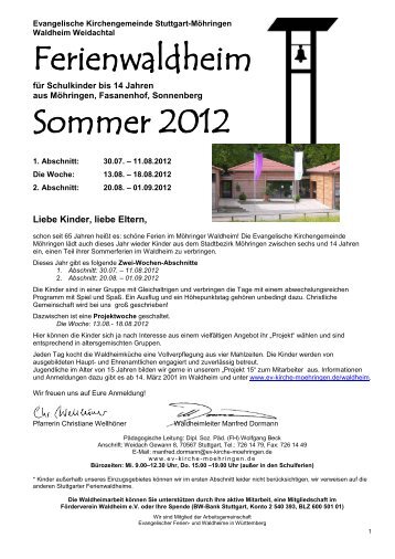 Ferienwaldheim Sommer 2012 - Evangelische Kirchengemeinde ...