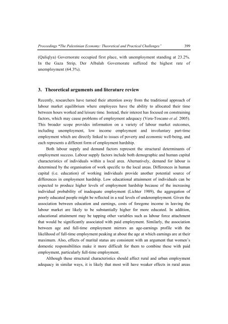 The Palestinian Economy. Theoretical and Practical Challenges