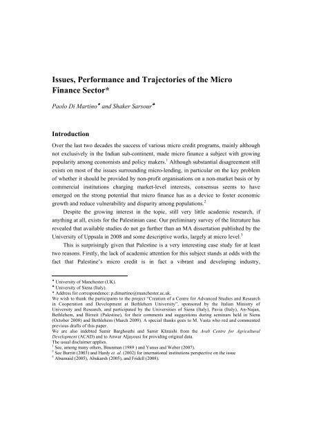 The Palestinian Economy. Theoretical and Practical Challenges