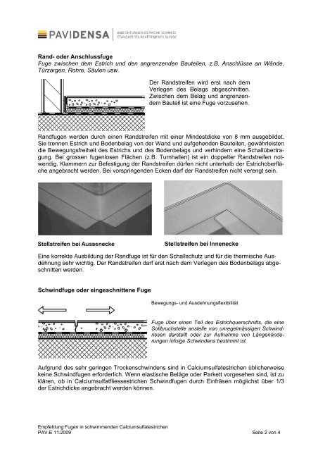 Fugen in schwimmenden Calciumsulfatestrichen - Pavidensa