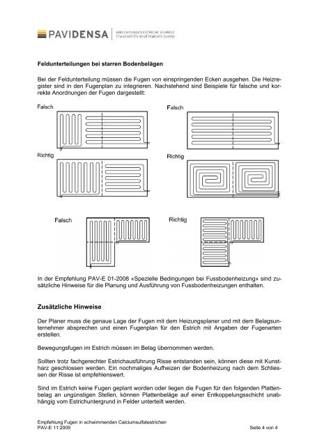 Fugen in schwimmenden Calciumsulfatestrichen - Pavidensa