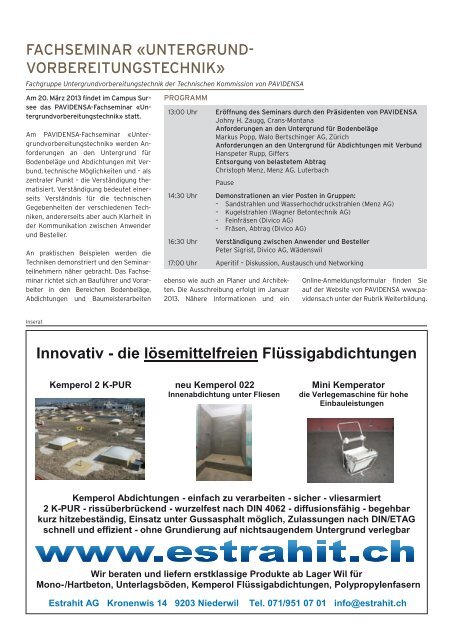 Die aktuelle Ausgabe der Fachzeitschrift PAVIDENSA 2-12