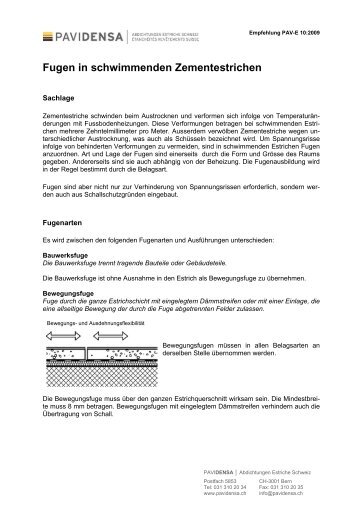 pdf fugen in schwimmenden zementestrichen - Pavidensa