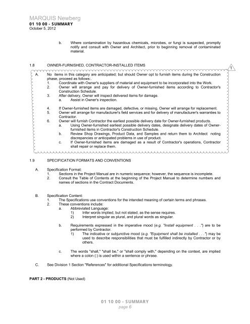 Project Manual/Specifications - Pavilion Construction