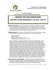 Pavilion Construction Request for Subcontractor and Supplier Bids