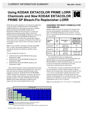 Using KODAK EKTACOLOR PRIME LORR Chemicals and ... - 125px