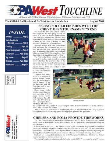 pa west august 2004 - PA West Soccer Association