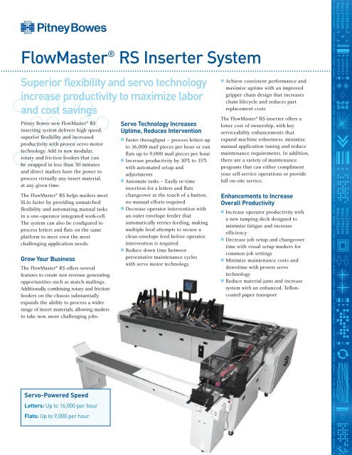 FlowMaster® RS Inserter System - Pitney Bowes