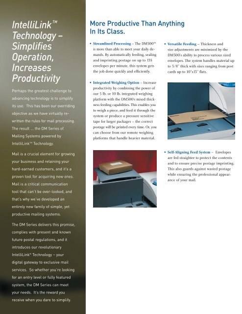 Mailing System DM500™ with IntelliLink™ Technology - Pitney Bowes