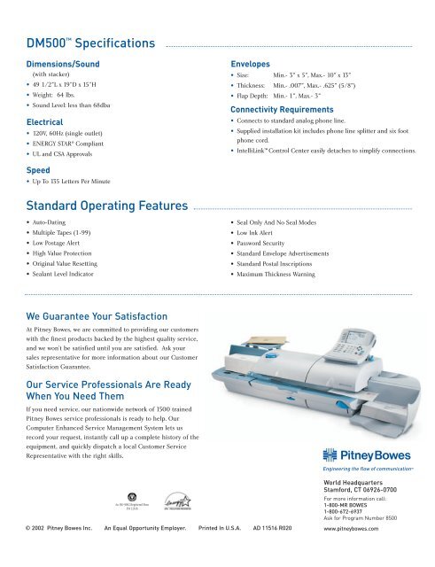 Mailing System DM500™ with IntelliLink™ Technology - Pitney Bowes