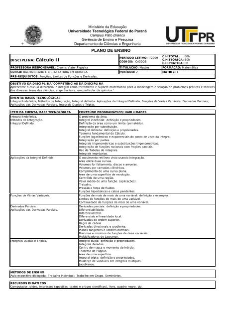 plano de ensino - UTFPR