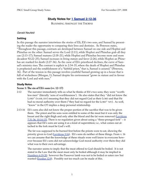 Study Notes for 1 Samuel 2:12-36