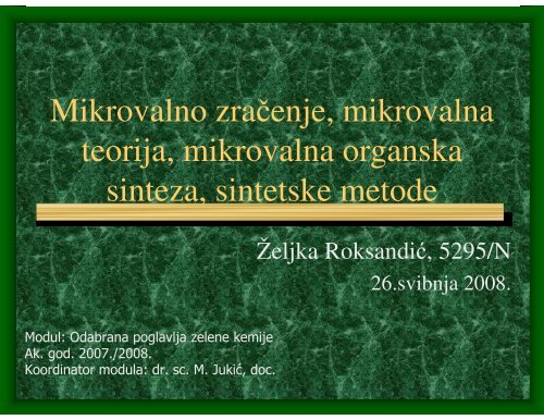 Mikrovalno zračenje, mikrovalna teorija, mikrovalna organska ... - PBF