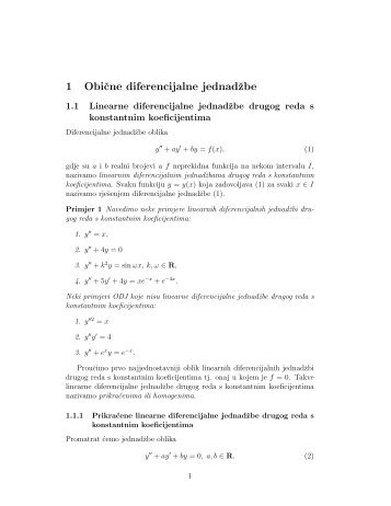 Linearne diferencijalne jednadžbe drugog reda s konstantim ... - PBF