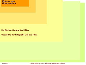 Geschichte der Fotografie und des Films, von Mario Leimbacher. - pbg