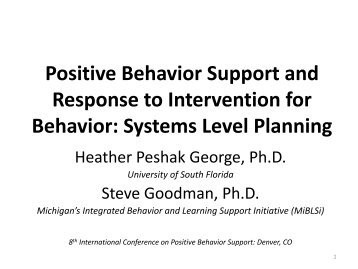 Positive Behavior Support and Response to Intervention for ... - PBIS