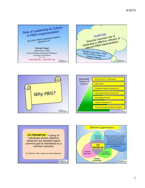 PBIS Implementation Leadership and Culture