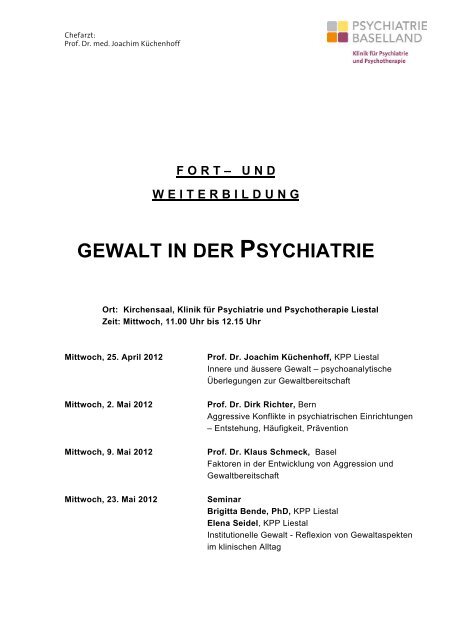 GEWALT IN DER PSYCHIATRIE - Psychiatrie Baselland PBL