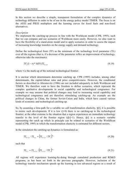 Targets IMage Energy Regional (TIMER) Model, Technical ...