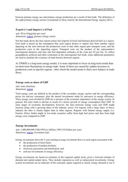 Targets IMage Energy Regional (TIMER) Model, Technical ...