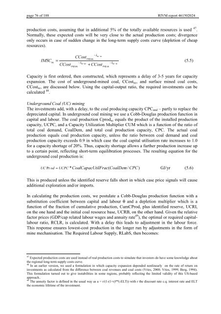 Targets IMage Energy Regional (TIMER) Model, Technical ...