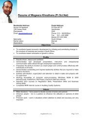 Resume of Mogwera Khoathane - PBMR
