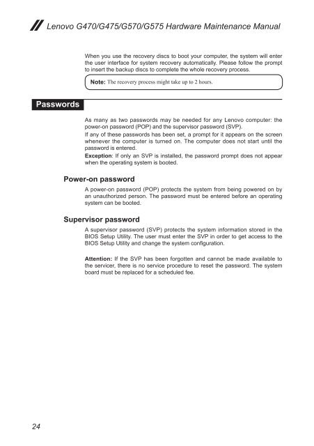 Lenovo G470/G475/G570/G575 Hardware Maintenance Manual