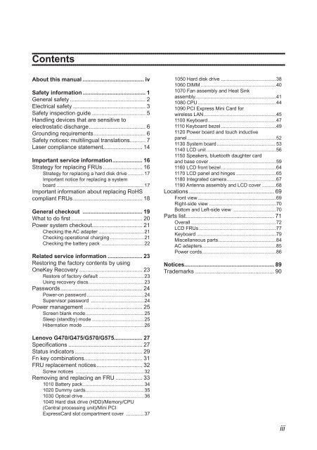 Lenovo G470/G475/G570/G575 Hardware Maintenance Manual