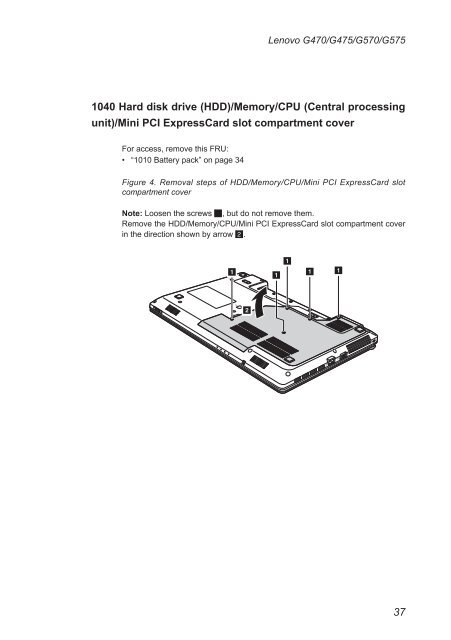 Lenovo G470/G475/G570/G575 Hardware Maintenance Manual