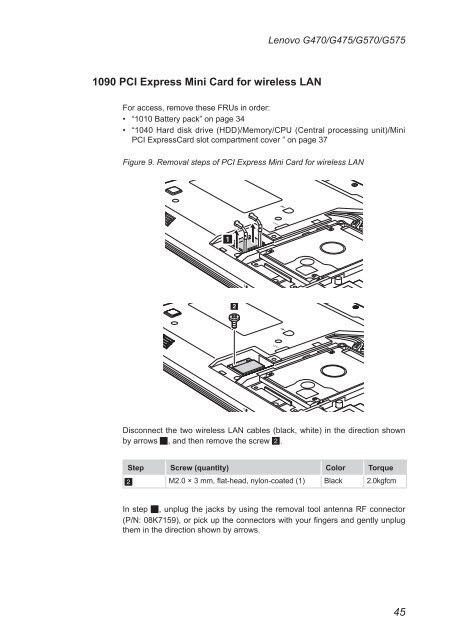 Lenovo G470/G475/G570/G575 Hardware Maintenance Manual