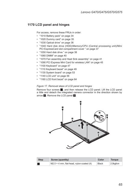 Lenovo G470/G475/G570/G575 Hardware Maintenance Manual