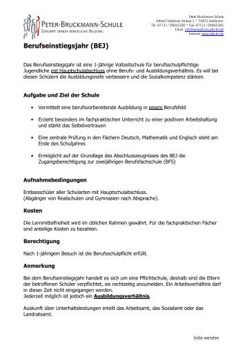 Download Info zum Anmeldebogen BEJ - Peter-Bruckmann-Schule