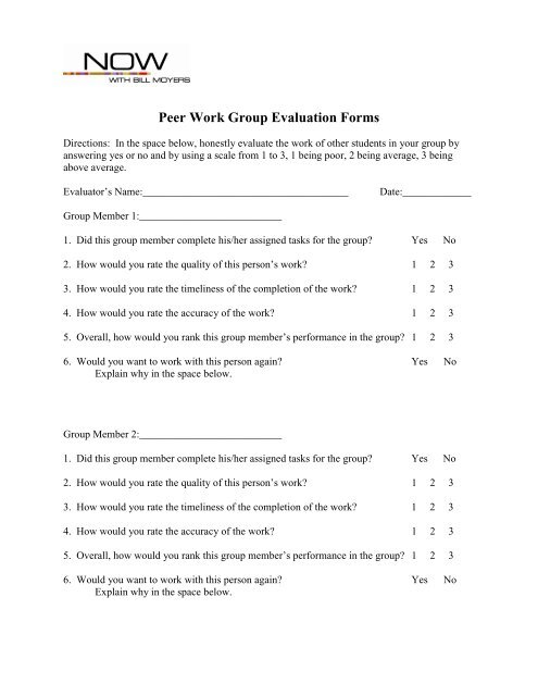 Peer Work Group Evaluation Forms - PBS