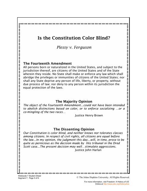 Plessy v. Ferguson - PBS