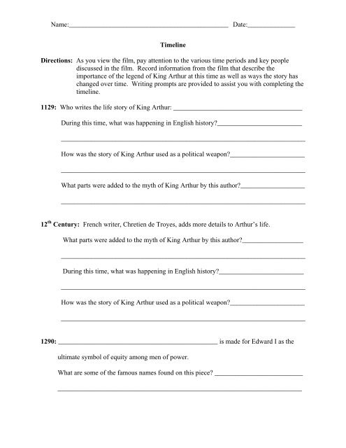 Timeline worksheet - PBS