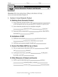 Gross Domestic Product and Growth Outline