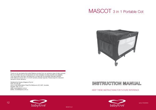 mascot 3 in 1 portable cot